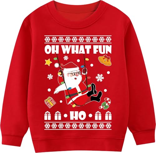 CM-Kid Sweatshirt Jungen Weihnachten Langarm Pullover Kinder Baumwolle Shirt Warm Tops 5 6 Jahre Santa Claus Rot Gr.116 von CM-Kid