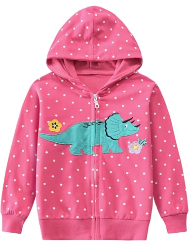 CM-Kid Sweatshirt Mädchen Zip up Pullover Hoodie für Kinder Mädchen Rosa Blume Sweatjacke mit Reißverschluss Winter Gr.98 von CM-Kid