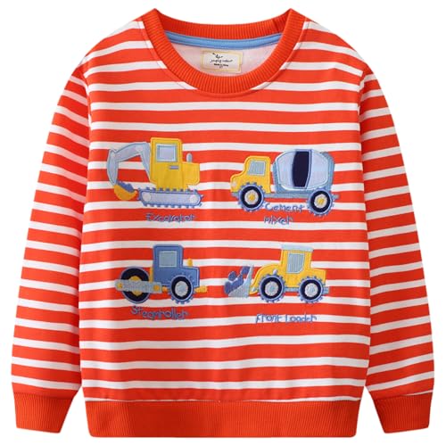 CM-Kid Sweatshirts Jungen Baumwolle Pullover Kinder Langarm Frühling Winter Warm Tops 5 6 Jahre Bagger Truck Streifen Gr.116 CM-Kid Sweatshirts Jungen Baumwolle Pullover Kinder Langarm Frühling Winter Warm Tops 5 6 Jahre Bagger Truck Streifen Gr.116 von CM-Kid