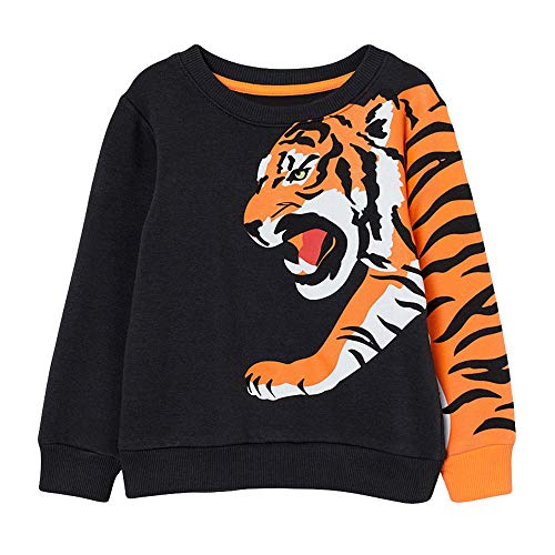 CM-Kid Sweatshirts Jungen Pullover Baumwolle Baby Kinder Langarm Frühling Herbst Winter Warm 2 3 Jahre Tiger Schwarz Gr.98 von CM-Kid
