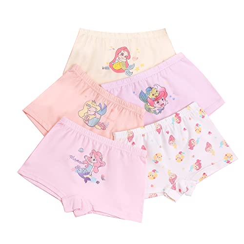 CM-Kid Unterhosen Mädchen Boxershorts Kinder Unterwäsche Baumwolle 5er Pack Bunt 8 9 Jahre Meerjungfrau Gr.128-134 von CM-Kid