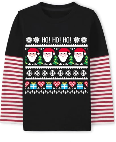 Langarmshirts Jungen Weihnachten Langarm Baby Kinder Shirts Baumwolle Tops 1 2 Jahre Santa Claus Schwarz Gr.92 von CM-Kid