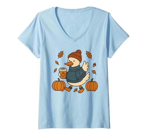 Damen Autumn Goose Herbststimmung T-Shirt mit V-Ausschnitt Damen Autumn Goose Herbststimmung T-Shirt mit V-Ausschnitt von CMA POD