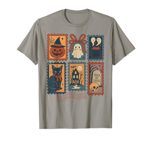 Vintage Halloween Briefmarken Mädchen Damen T-Shirt Vintage Halloween Briefmarken Mädchen Damen T-Shirt von CMA POD