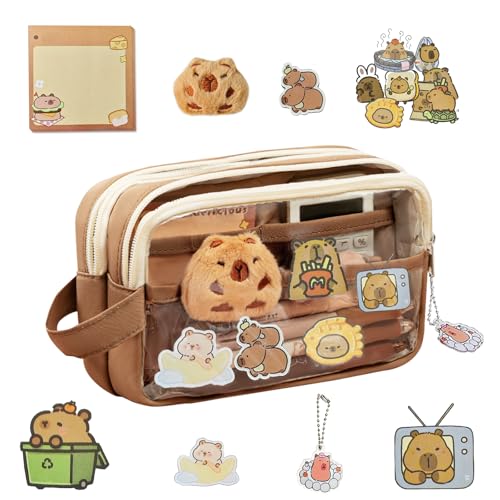 Capybara Federmäppchen – mehrschichtiges spezielles Schreibwaren-Set, niedliches Haustier-Kawaii-Bleistiftbeutel, große ästhetische Tasche mit Fächern, breite Öffnung, Schreibwarenbedarf, Capybara Federmäppchen – mehrschichtiges spezielles Schreibwaren-Set, niedliches Haustier-Kawaii-Bleistiftbeutel, große ästhetische Tasche mit Fächern, breite Öffnung, Schreibwarenbedarf, von CMANLNYK
