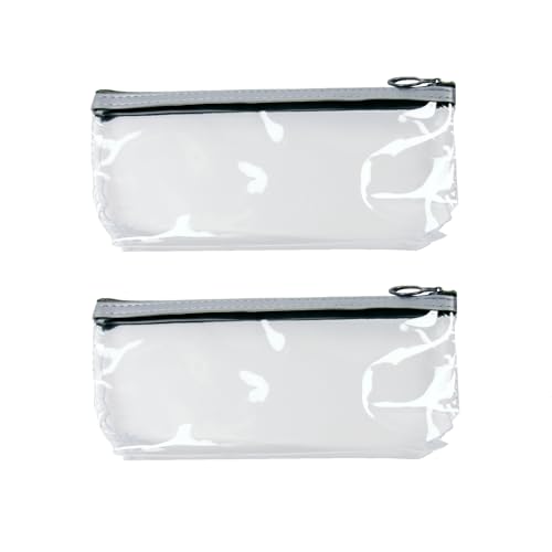 CMBBZZY 2 Pack Prüfung Transparente Stifttasche Transparent PVC Reißverschluss Schreibwaren Organizer Reise Kosmetiktasche für Schule und Reisen, grau, Transparent CMBBZZY 2 Pack Prüfung Transparente Stifttasche Transparent PVC Reißverschluss Schreibwaren Organizer Reise Kosmetiktasche für Schule und Reisen, grau, Transparent von CMBBZZY
