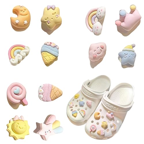 12 Stück Crocs Anstecker,​​Shoe Schuhanstecker​​, Schuh Charms Shoe Schuhanstecker, für Crocs Anstecker Glitzer, Schuhanhänger, für Charms Glitzer, PVC Shoe Charm für Mädchen Frauen Kinder von CMBXAQ