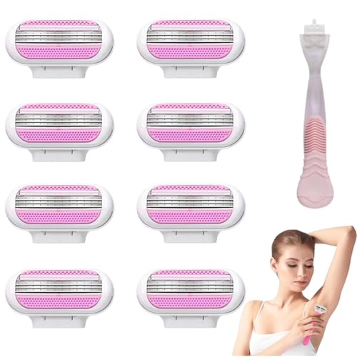 Smooth Ersatzklingen Damenrasierer,8 Stück Smooth Ersatzklingen Damenrasierer, 1 Messerhalter, Hochwertige Klingen Mit 3 Fach Schutzkissen Für Eine Glatte Rasur von CMBXAQ