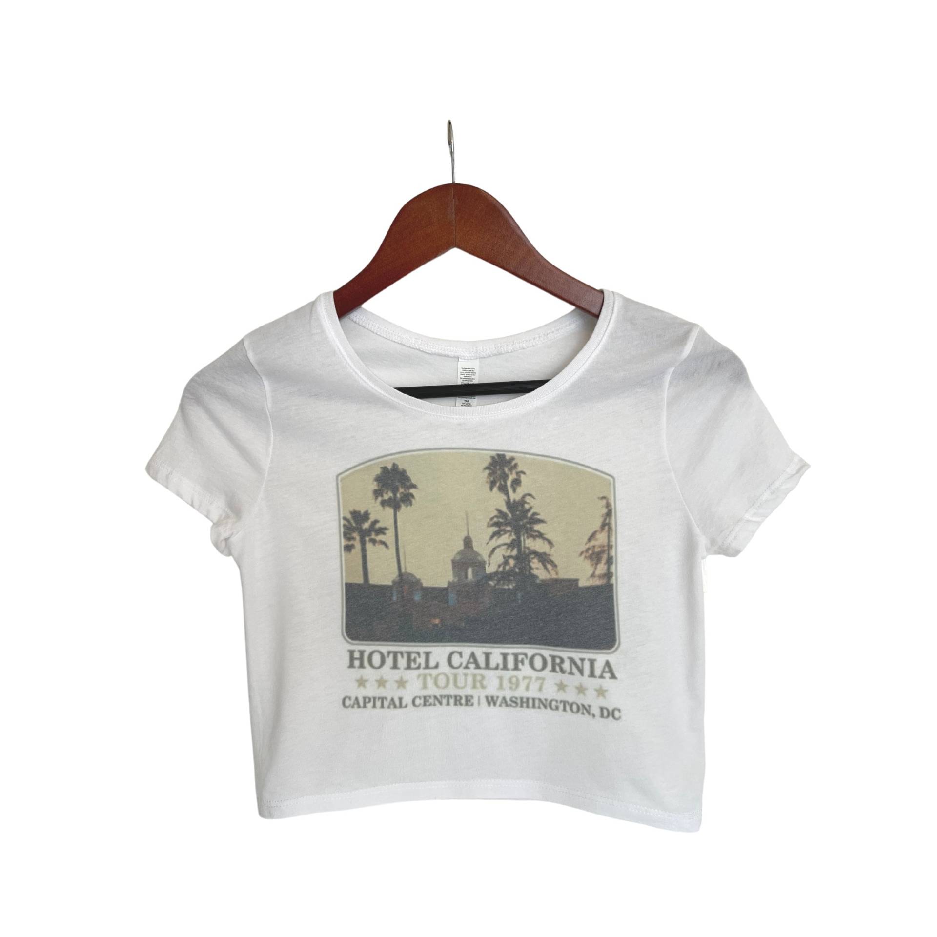 Band T-Shirt Vintage Retro Distressed Crop Top, Hotel California Kurzarm Top Für Frauen, Boho Hippie Kleidung, 90Er Mode von CMDyed