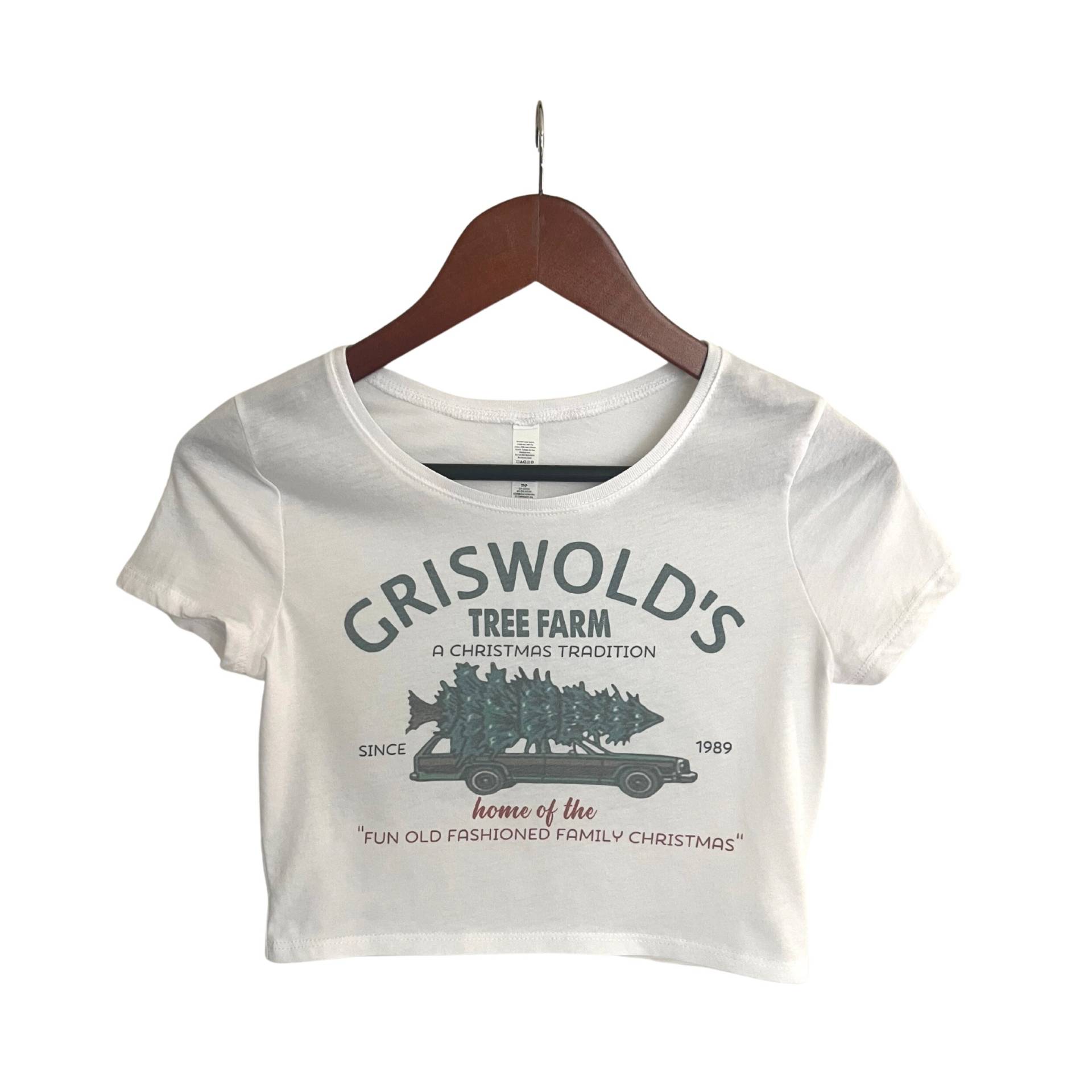 Griswolds Tree Farm Crop Top, Vintage Distressed Retro Weihnachtstop, Verblasste Tops Frauen, Festival Boho Weihnachtsgeschenke von CMDyed