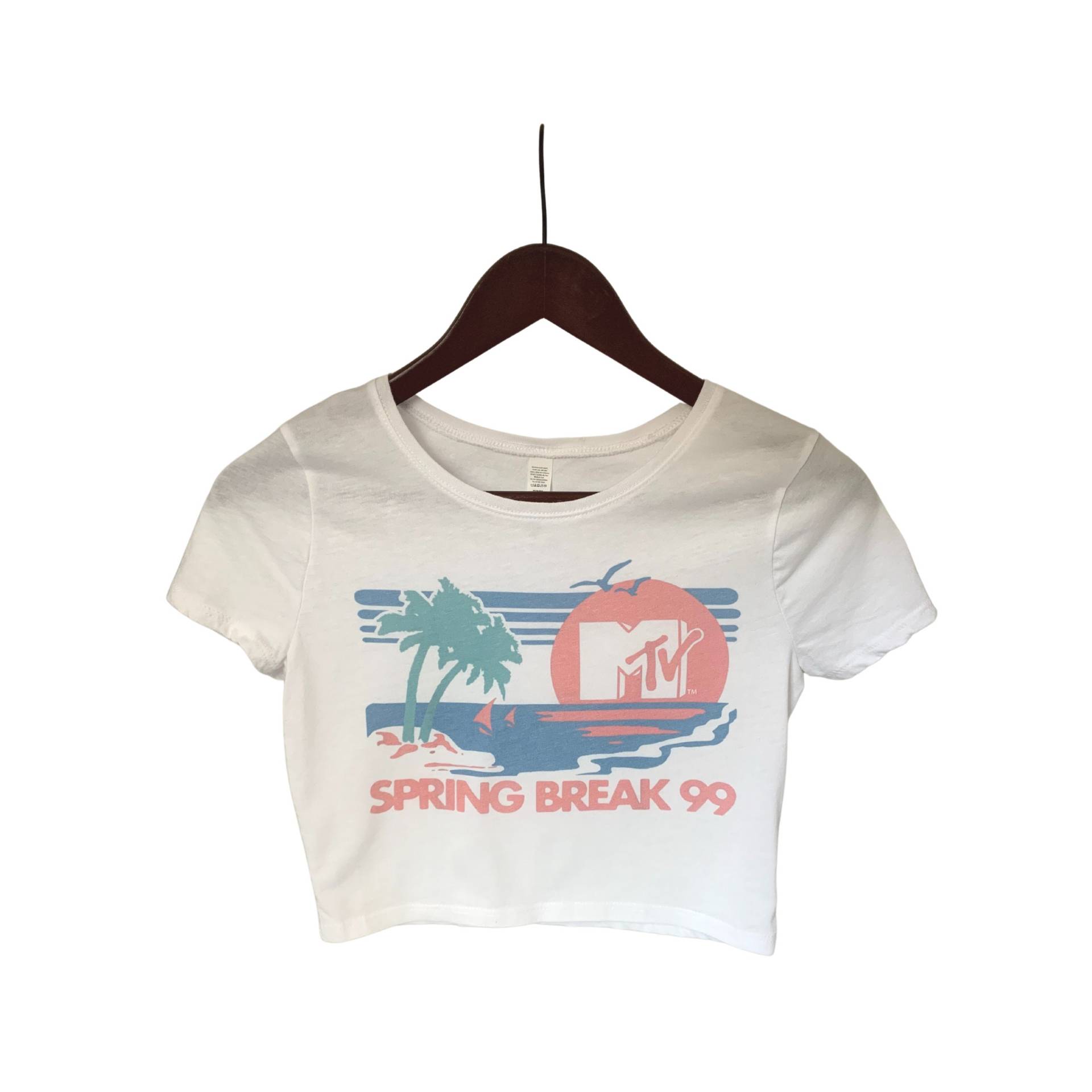 Mtv Spring Break 99' Vintage Retro Faded Distressed Crop Top, Kurzarm Top Für Frauen, Boho Hippie Kleidung, 90Er Mode von CMDyed