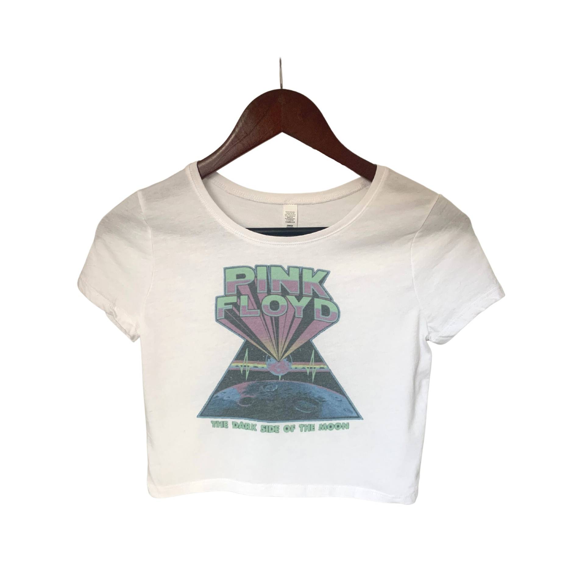 Pink Floyd Dark Side Of The Moon Vintage Retro Distressed Crop Top, Kurzarm Boho Hippie Kleidung, 90Er Jahre Mode, Top Für Frauen von CMDyed