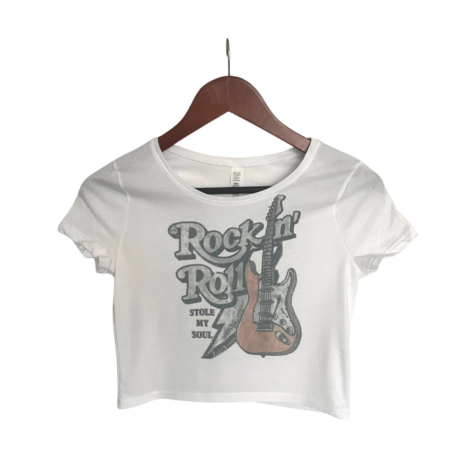 Rock N Roll Crop Top, Musik Festival Band Boho Casual Vintage Retro Distressed Sommer Trendy Geschenke von CMDyed