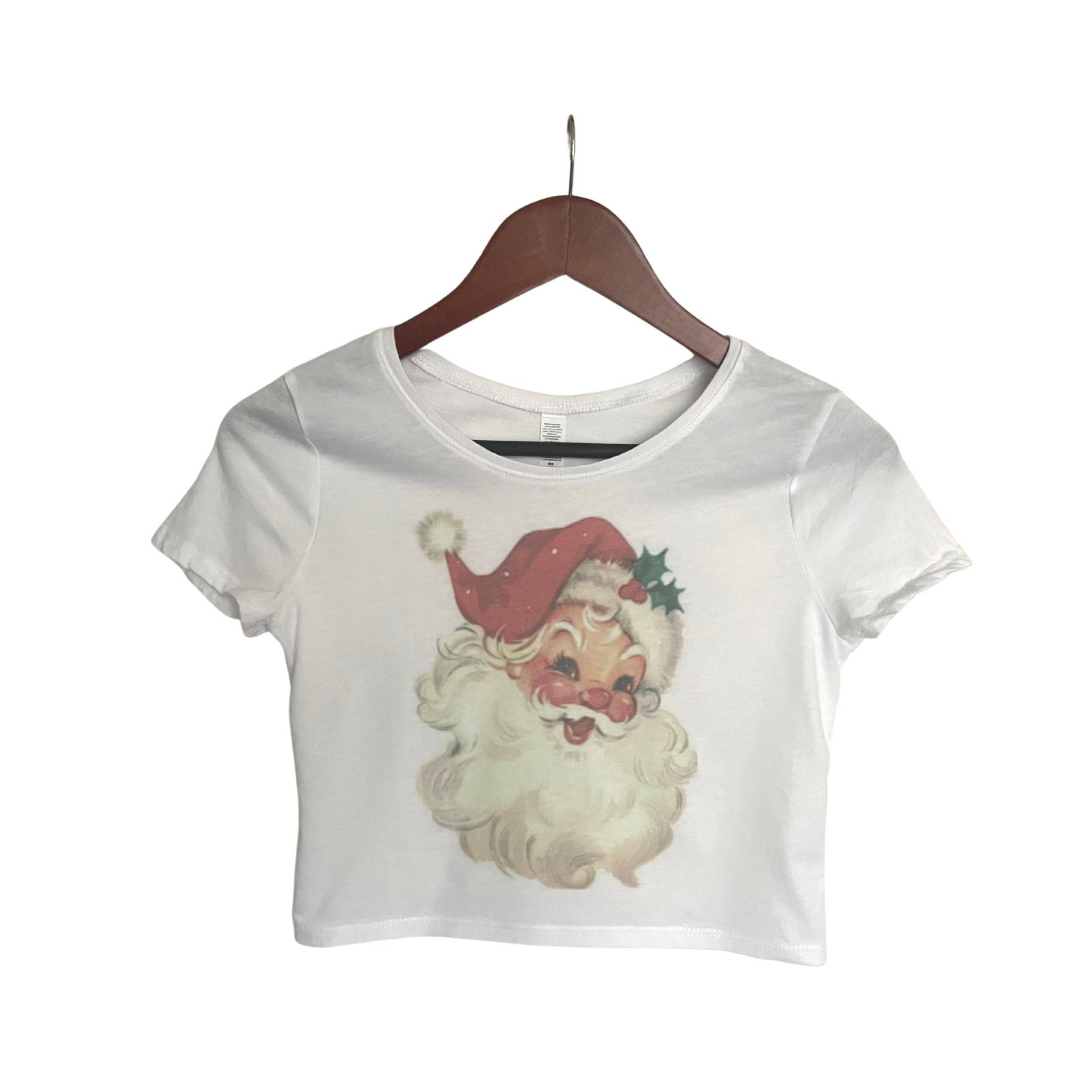 Weihnachts Crop Top, Vintage Santa Retro Verblasstes Casual Distressed Weißes Boho Festival Weihnachtsoutfits von CMDyed