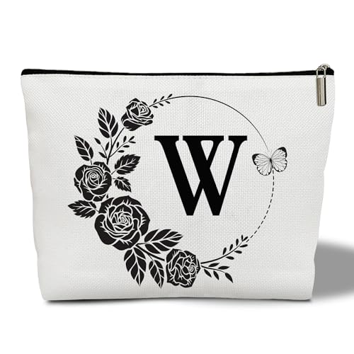 CMHIE Make-up-Tasche für Damen, Blumenmuster, Reise-Kosmetiktasche mit Reißverschluss, monogrammiert, Hochzeitsgeschenke für Brautjungfer, Braut, Geschenk für Mutter, Schwester, Freundin, Lehrer, von CMHIE