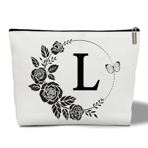 CMHIE Make-up-Tasche für Damen, Blumenmuster, Reise-Kosmetiktasche mit Reißverschluss, monogrammiert, Hochzeitsgeschenke für Brautjungfer, Braut, Geschenk für Mutter, Schwester, Freundin, Lehrer, von CMHIE