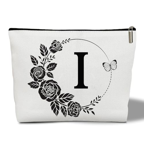 CMHIE Make-up-Tasche für Damen, Blumenmuster, Reise-Kosmetiktasche mit Reißverschluss, monogrammiert, Hochzeitsgeschenke für Brautjungfer, Braut, Geschenk für Mutter, Schwester, Freundin, Lehrer, von CMHIE