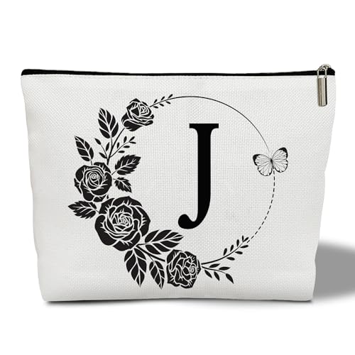 CMHIE Make-up-Tasche für Damen, Blumenmuster, Reise-Kosmetiktasche mit Reißverschluss, monogrammiert, Hochzeitsgeschenke für Brautjungfer, Braut, Geschenk für Mutter, Schwester, Freundin, Lehrer, von CMHIE