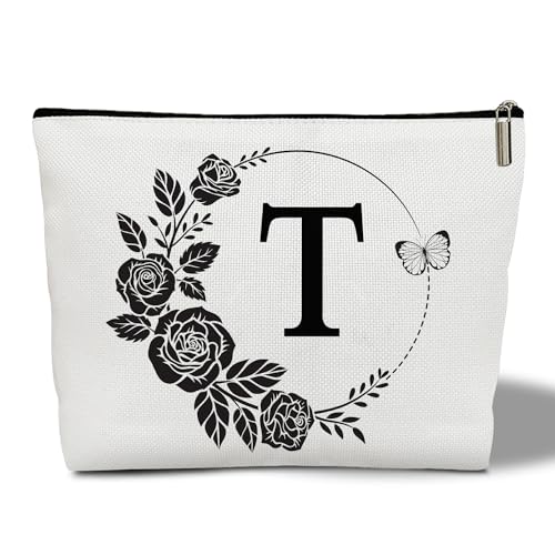 CMHIE Make-up-Tasche für Damen, Blumenmuster, Reise-Kosmetiktasche mit Reißverschluss, monogrammiert, Hochzeitsgeschenke für Brautjungfer, Braut, Geschenk für Mutter, Schwester, Freundin, Lehrer, von CMHIE