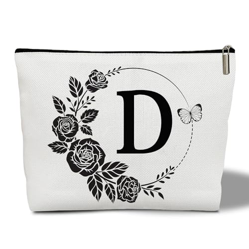 CMHIE Make-up-Tasche für Damen, Blumenmuster, Reise-Kosmetiktasche mit Reißverschluss, monogrammiert, Hochzeitsgeschenke für Brautjungfer, Braut, Geschenk für Mutter, Schwester, Freundin, Lehrer, von CMHIE