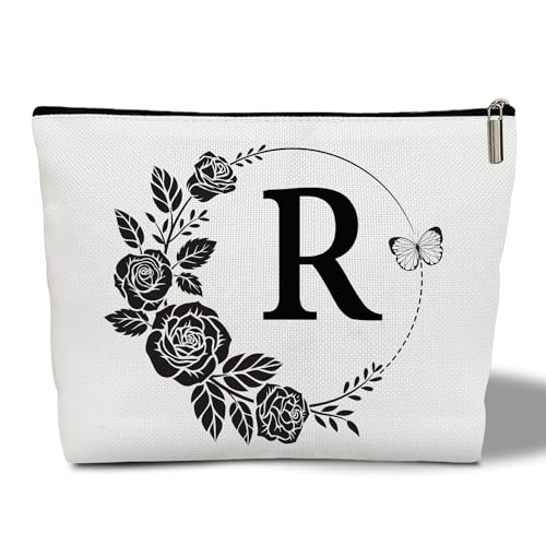 CMHIE Make-up-Tasche für Damen, Blumenmuster, Reise-Kosmetiktasche mit Reißverschluss, monogrammiert, Hochzeitsgeschenke für Brautjungfer, Braut, Geschenk für Mutter, Schwester, Freundin, Lehrer, von CMHIE