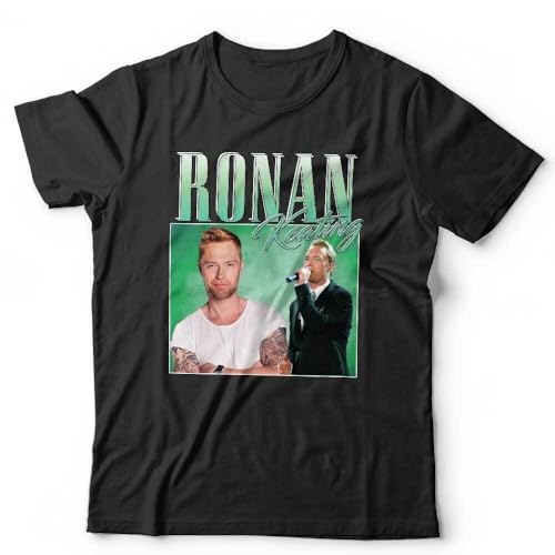 CMHVX Ronan Keating Appreciation Tshirt Unisex Homage Throwback Stag Hen Do Funny Black XXL von CMHVX