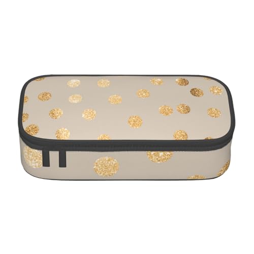 CMJSGG Beige und Goldener Glitzer-Tupfen, Federmäppchen, Federmäppchen, großes Fassungsvermögen, Federmäppchen, Kosmetiktasche von CMJSGG