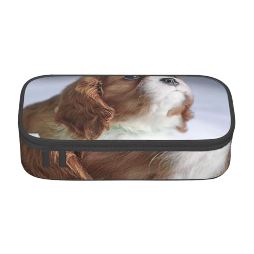 CMJSGG Cavalier King Charles Spaniel Gesicht, Federmäppchen, Federmäppchen, großes Fassungsvermögen, Federmäppchen, Kosmetiktasche von CMJSGG