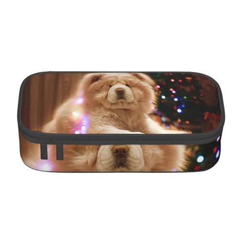 CMJSGG Chow Chow Weiße Flauschige Hunde Haustiere Hunde Weihnachten, Federmäppchen, Federmäppchen, großes Fassungsvermögen, Federmäppchen, Kosmetiktasche von CMJSGG