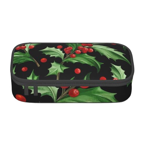 CMJSGG Frohe Weihnachten, Holly, Federmäppchen, Federmäppchen, großes Fassungsvermögen, Federmäppchen, Kosmetiktasche von CMJSGG