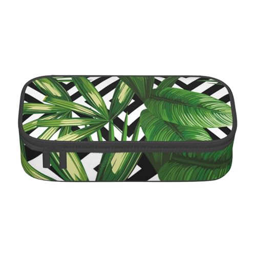 CMJSGG Grüne Blätter der tropischen Palme, Federmäppchen, Federmäppchen, großes Fassungsvermögen, Federmäppchen, Kosmetiktasche von CMJSGG