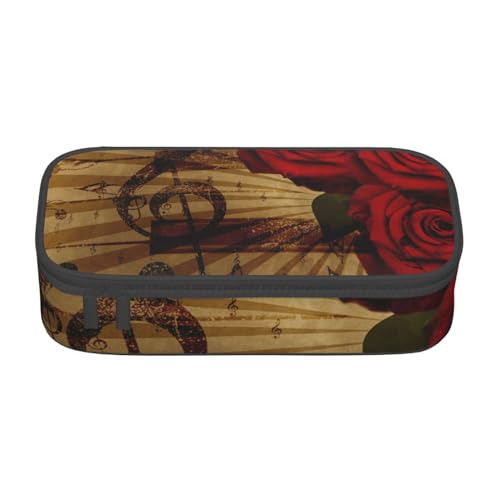 CMJSGG Grunge Rose Vintage-Musik, Federmäppchen, Federmäppchen, großes Fassungsvermögen, Federmäppchen, Kosmetiktasche von CMJSGG