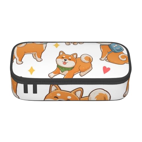 CMJSGG Netter lustiger Shiba Inu, Federmäppchen, Federmäppchen, großes Fassungsvermögen, Federmäppchen, Kosmetiktasche von CMJSGG