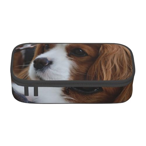 CMJSGG Niedlicher Cavalier King Charles Spaniel, Federmäppchen, Federmäppchen, großes Fassungsvermögen, Federmäppchen, Kosmetiktasche von CMJSGG