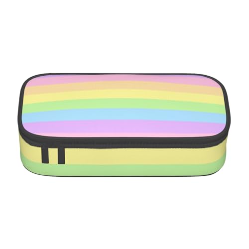 CMJSGG Pastellfarbener Regenbogen gestreift, Federmäppchen, Federmäppchen, großes Fassungsvermögen, Federmäppchen, Kosmetiktasche von CMJSGG