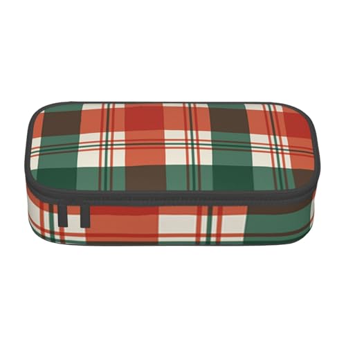 CMJSGG Weihnachts-Tartan, Federmäppchen, Federmäppchen, großes Fassungsvermögen, Federmäppchen, Kosmetiktasche von CMJSGG