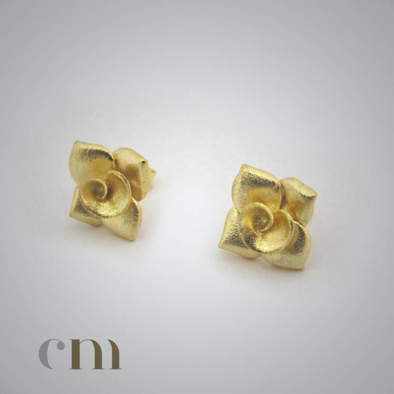 Bolzen Ohrringe Silber 22K Vergoldet Geburtstag Mutter Tag Geschenk Schmuck Für Sie Rose Blume Einzigartigen Stil Valentinstag von CMJewelleryCrafts