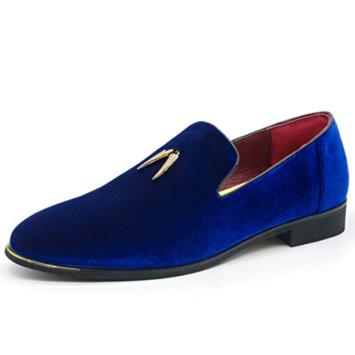 CMM Herren Metallic Penny Hausschuhe Flats Samt Loafers Slip-On Kleid Übergröße Schuhe Größe 39-47, Blau, 39.5 EU von CMM