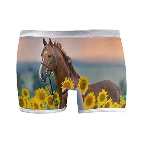 PUXUQU Damen Boxershorts Panties Pferd Sonnenblume Unterwäsche Unterhosen Pants von CMMT
