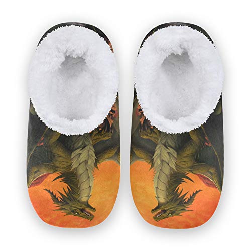 PUXUQU Hausschuhe für Frauen Fantasie Tier Drachen Hausschuhe Schlafzimmerschuhe Hausschuhe Socken Hausschuhe für Frauen im Innenbereich von CMMT