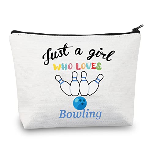 Bowling-Geschenke für Mädchen, Bowling-Leinen-Tragetasche, Just a Girl Who Loves Bowling-Liebhaber, Geschenktasche, Just a Girl Who Loves Bowling Make-up-Tasche, Bowling-Make-up-Tasche von CMNIM