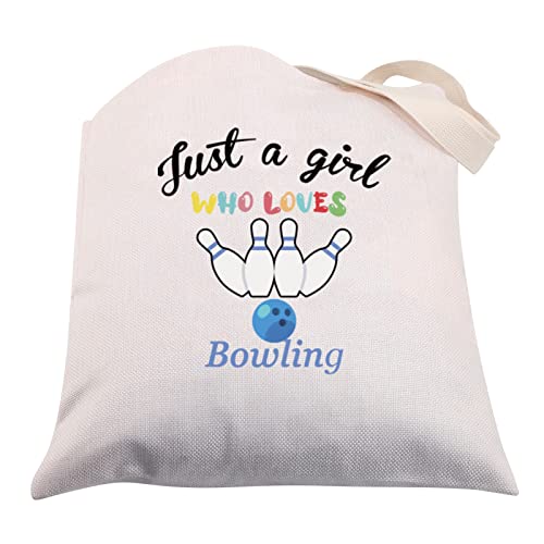 Bowling-Geschenke für Mädchen, Bowling-Leinen-Tragetasche, Just a Girl Who Loves Bowling-Liebhaber, Geschenktasche, Schultertasche, Einkaufstasche, Bowling-Tasche B, Bowling-Make-up-Tasche von CMNIM