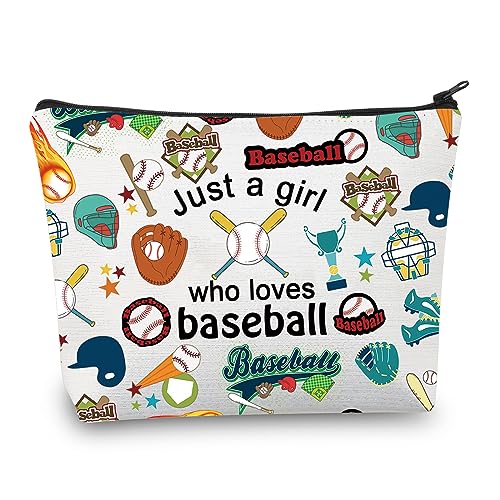 CMNIM Baseball-Geschenk für Mädchen, Make-up-Tasche, Just a Girl Who Loves Baseball-Liebhaber, Geschenk für Baseballspieler, Team-Fan, Baseball-Kosmetiktasche, kleine Baseballtasche, Make-up-Tasche von CMNIM