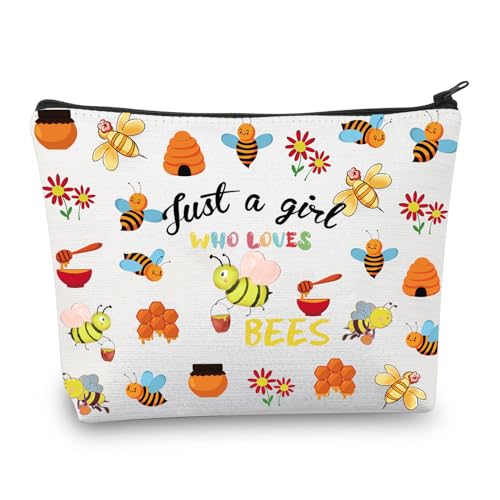 CMNIM Bee Gifts for Her Just a Girl Who Loves Bees Make-up-Tasche, Bienenliebhaber, Geschenke, Hummel, Honigbiene, Kosmetiktasche, Reisetasche, Make-up-Tasche für Mädchen, Biene, Make-up-Tasche von CMNIM