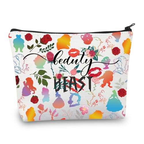 CMNIM Make-up-Tasche, Motiv: Beauty Beast, Film-Fans, inspirierte Geschenke für Frauen und Mädchen, Kosmetiktasche, Reisetasche, Geschenktasche "Beauty Beast", Make-up-Tasche von CMNIM