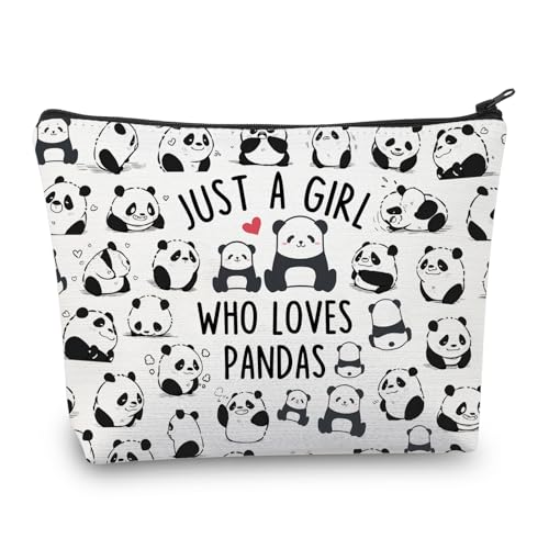 CMNIM Make-up-Tasche mit Aufschrift "Just a Girl Who Loves Pandas", Geschenk für Damen, lustiger Panda-Bär, Kosmetiktasche mit Reißverschluss, Just a Girl Who Loves Pandas, Make-up-Tasche von CMNIM