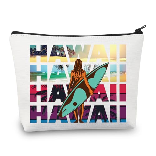 CMNIM Make-up-Tasche mit Hawaii-Surfer-Mädchen, Hawaii-Geschenke für Frauen, Surf-Liebhaber, Surf-/Strand-Kosmetiktasche, Reisetasche, Hawaii Make-up-Tasche, Make-up-Tasche von CMNIM