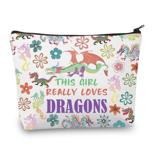 CMNIM Make-up-Tasche mit niedlichem Drachenmotiv, Geschenke für Mädchen, Drachenliebhaber, Geschenke für dieses Mädchen liebt Drachen, Kosmetiktasche, Reisetasche, Dragons Make-up-Tasche, von CMNIM