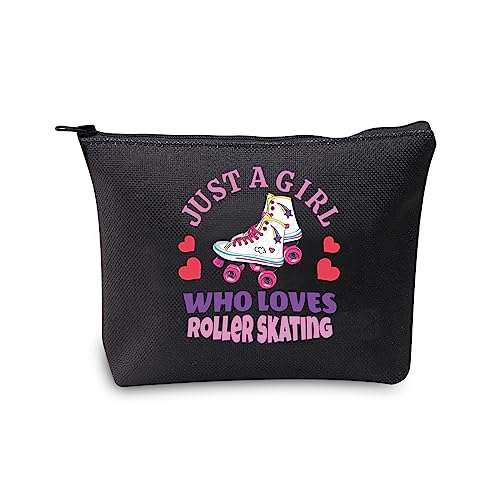 CMNIM Rollschuhlaufen-Geschenke für Mädchen, Just a Girl Who Loves Rollschuhlaufen, Kosmetiktasche, Geschenke für Rollschuhläufer, Mädchen, Rollschuh schwarz, Make-up-Tasche von CMNIM