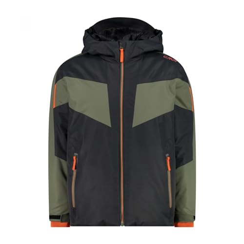 CMP Boys Jacket Fix Hood Twill Colorblock - Isolierte atmungsaktive Jungen Skijacke, Größe 116 - Farbe Antracite von CMP